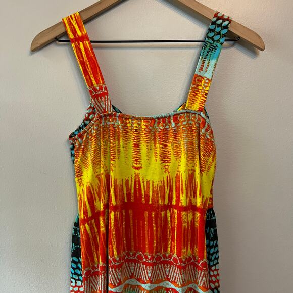 Allison Brittney Women's Stretch Multicolor Striped Tank Maxi Dress Size Medium - Picture 6 of 6